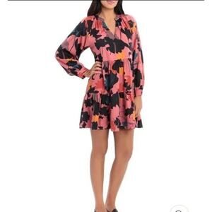 Donna Morgan Amelia Flounce Dress, Women's Size 4, A-Line Mini Tiered Floral